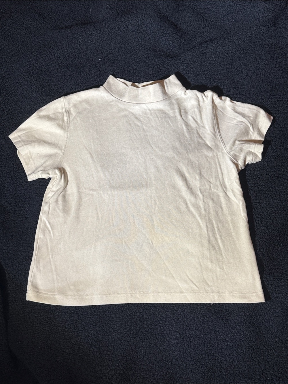 Classic Cream Short Sleeve Mock Neck Tee